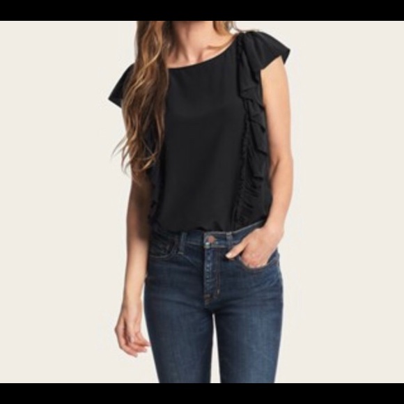 RED from Saks 5th Avenue. Raw hem blouse in black - Picture 7 of 7